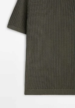 Massimo Dutti Crochet With Short Sleeves- Basic T-Shirt - Khaki -Massimo Dutti Shop df15a28df5ae4e2191bcb44c8b23036c