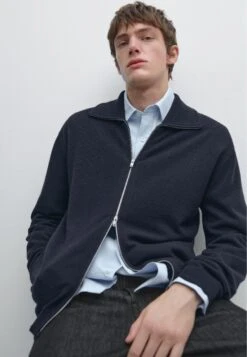 Massimo Dutti ZIP-UP HIGH NECK - Cardigan - Dark Blue -Massimo Dutti Shop df38dd12807a42b7941f997271e8b4f3