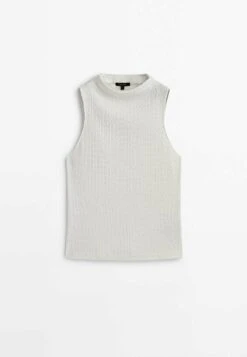 Massimo Dutti Textured Mock Turtleneck - Top - Beige -Massimo Dutti Shop df4bd36f9829405b98ebb2ebc2c1c156