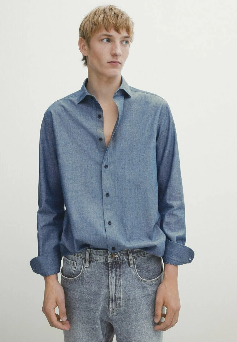 Massimo Dutti Chambray- Shirt - Blue Denim 3 Massimo Dutti Chambray- Shirt - Blue Denim