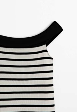 Massimo Dutti Striped With Contrast Boat Neck - Maxi Dress -Massimo Dutti Shop df6516ba31b0481aa3bd0a3a489b4db4