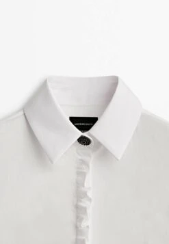 Massimo Dutti Studio-With Ruffle Detail- Button-Down Blouse - White -Massimo Dutti Shop df788613de31448b843f046eda9d66d3