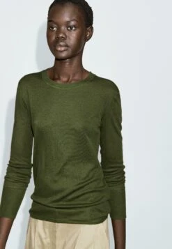 Massimo Dutti LONG SLEEVE WITH RIBBED TRIMS - Jumper - Mottled Dark Green -Massimo Dutti Shop df9f6f6f3ec5499498e4d1f3539107a9