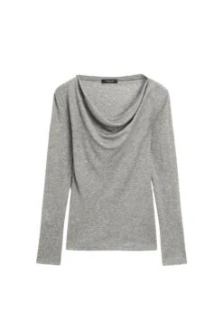 Massimo Dutti WITH DRAPED NECKLINE - Long Sleeved Top - Grey