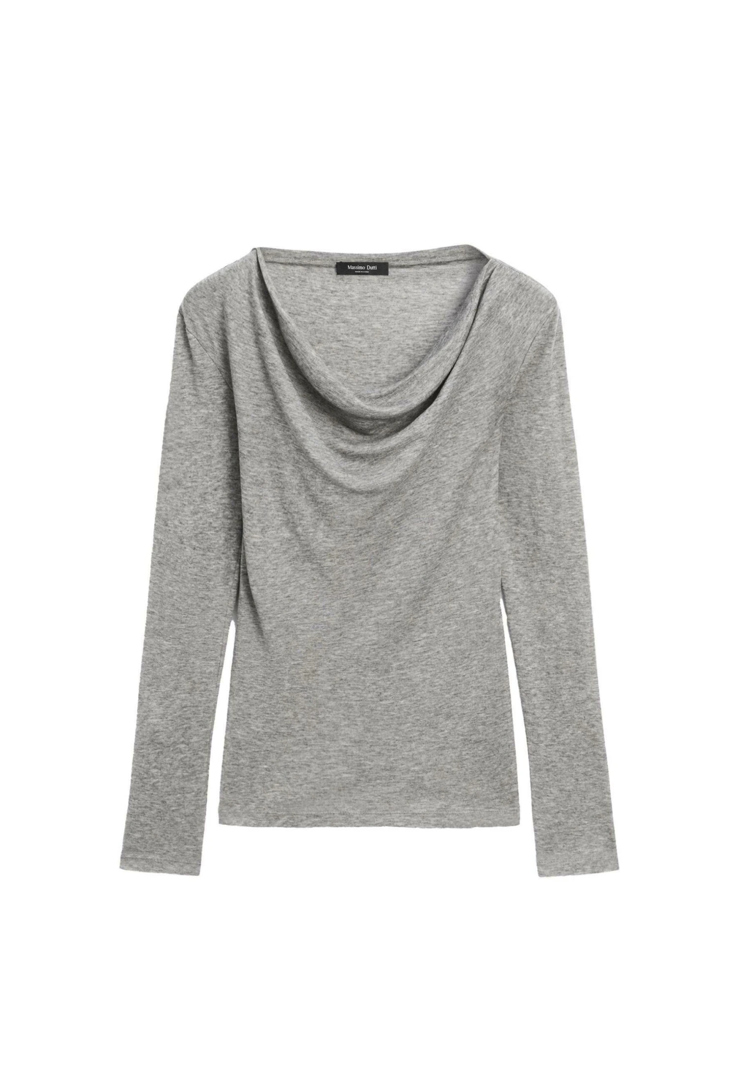 Massimo Dutti WITH DRAPED NECKLINE - Long Sleeved Top - Grey 3 Massimo Dutti WITH DRAPED NECKLINE - Long Sleeved Top - Grey
