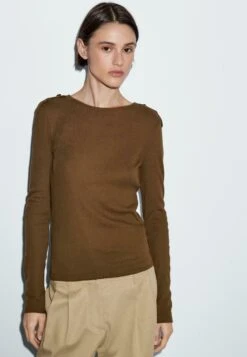 Massimo Dutti KNITWITH SHOULDER DETAIL - Jumper - Brown