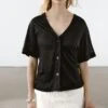 Massimo Dutti BOXY FIT SHORT SLEEVE - Button-down Blouse - Black -Massimo Dutti Shop e00d46d0d6e740189381c8e701b124f8