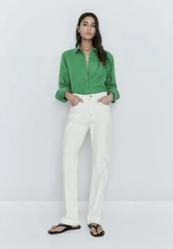 Massimo Dutti Button-Down Blouse - Dark Green -Massimo Dutti Shop e02383acb5b34a4fb5a7c71b2bc31acc