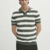 Massimo Dutti Striped Short Sleeve- Polo Shirt - Mottled Green -Massimo Dutti Shop e029b1206a5f4d7a8aa3de04305c402f