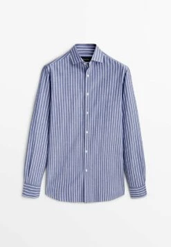 Massimo Dutti Seersucker Textured Striped - Shirt - Blue -Massimo Dutti Shop e09540c4b6854c2ba5204362e4c0c64a