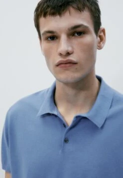 Massimo Dutti Kurzärmeliger - Polo Shirt - Light Blue Denim -Massimo Dutti Shop e0a68218f6b74a0495eb855c2fabd469