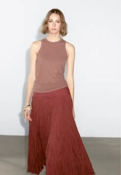 Massimo Dutti LIGHTWEIGHT HALTER NECK - Basic T-shirt - Mottled Pink