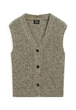 Massimo Dutti BUTTONED MOULINÉ V-NECK - Waistcoat - Green 12 Massimo Dutti BUTTONED MOULINÉ V-NECK - Waistcoat - Green -Massimo Dutti Shop e0c2bbcff613439589a53201e36536f1