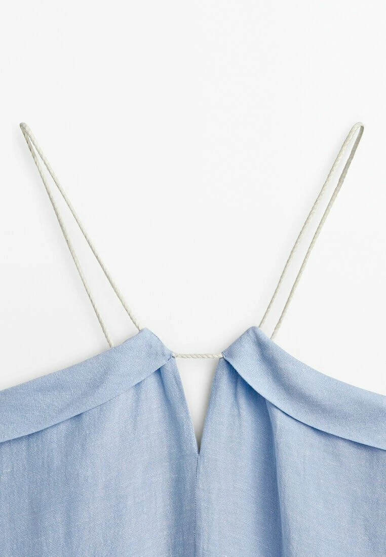 Massimo Dutti Long With Neckline And Cord Straps- Day Dress - Light Blue 6 Massimo Dutti Long With Neckline And Cord Straps- Day Dress - Light Blue - Image 4