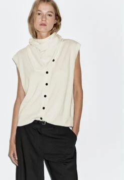 Massimo Dutti V-NECK WITH SCARF - Jumper - Beige