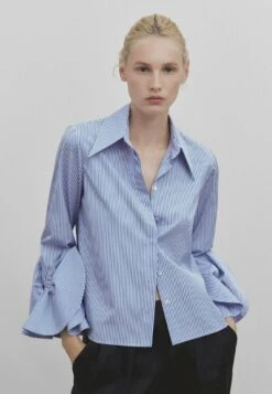 Massimo Dutti Studio Striped Poplin With Cuff Detail - Button-Down Blouse
