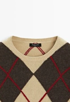 Massimo Dutti WITH ARGYLE DETAILING - Jumper - Camel -Massimo Dutti Shop e18b679668ac41de96476e067b6ee7b5