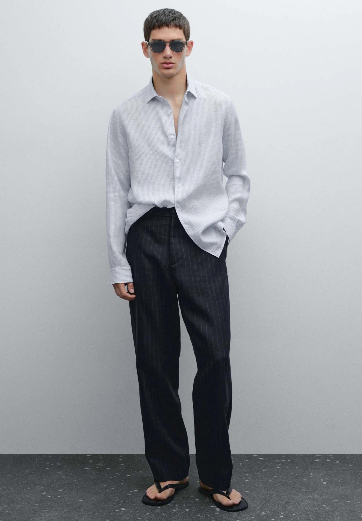 Massimo Dutti SLIM FIT STRIPED GARMENT - Shirt - White 4 Massimo Dutti SLIM FIT STRIPED GARMENT - Shirt - White - Image 2