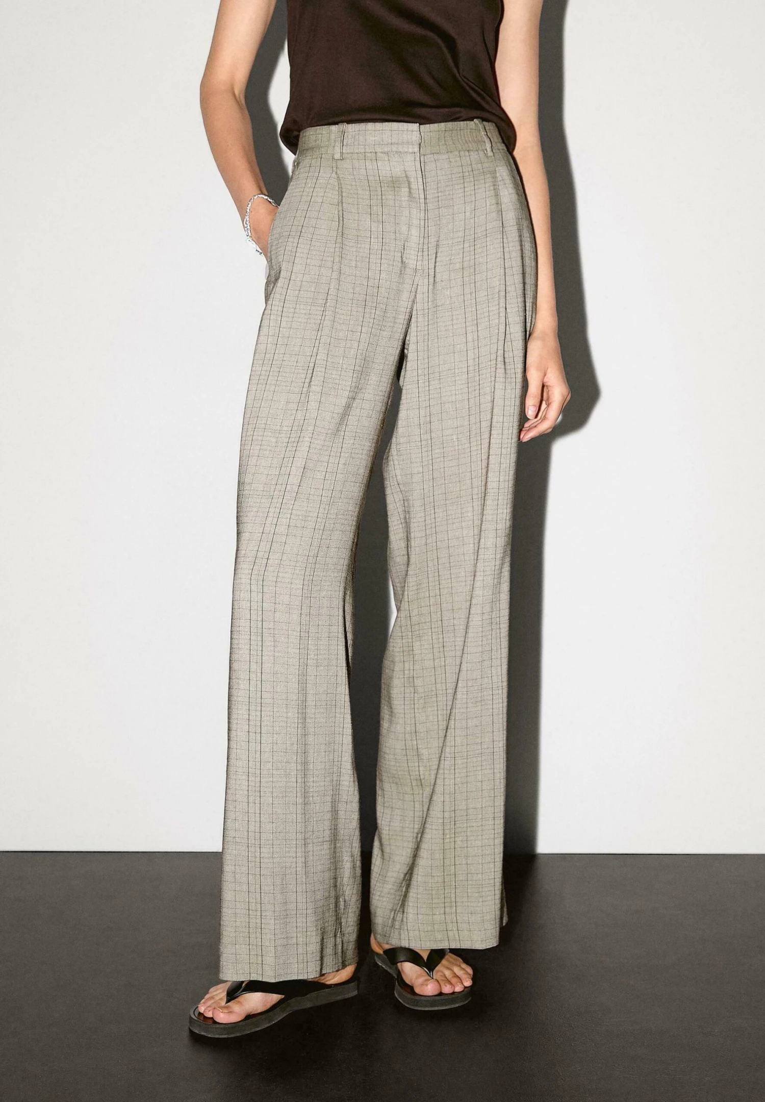 Massimo Dutti CHECK PRINT - Trousers - Beige 3 Massimo Dutti CHECK PRINT - Trousers - Beige