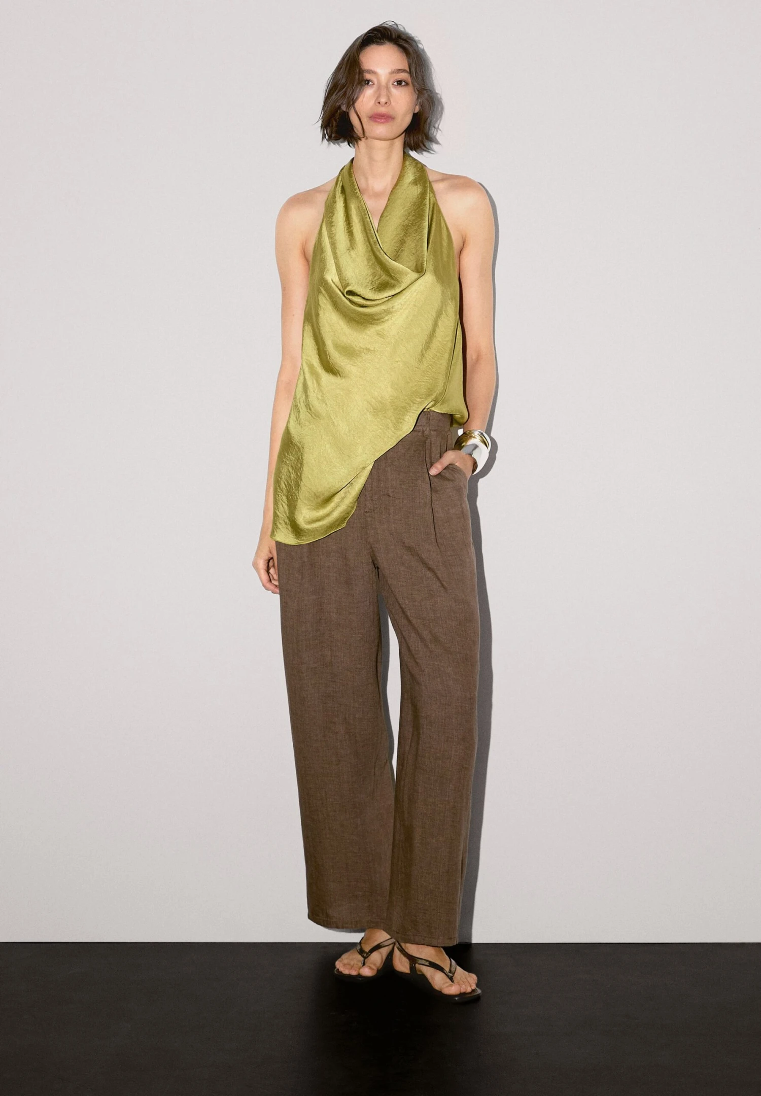 Massimo Dutti WIDE-LEG - Trousers - Beige 6 Massimo Dutti WIDE-LEG - Trousers - Beige - Image 4