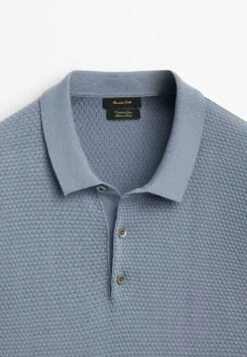 Massimo Dutti Textured Short Sleeve - Polo Shirt - Blue/Black Denim -Massimo Dutti Shop e1d31b90506449078bdeddedef3ebb2f
