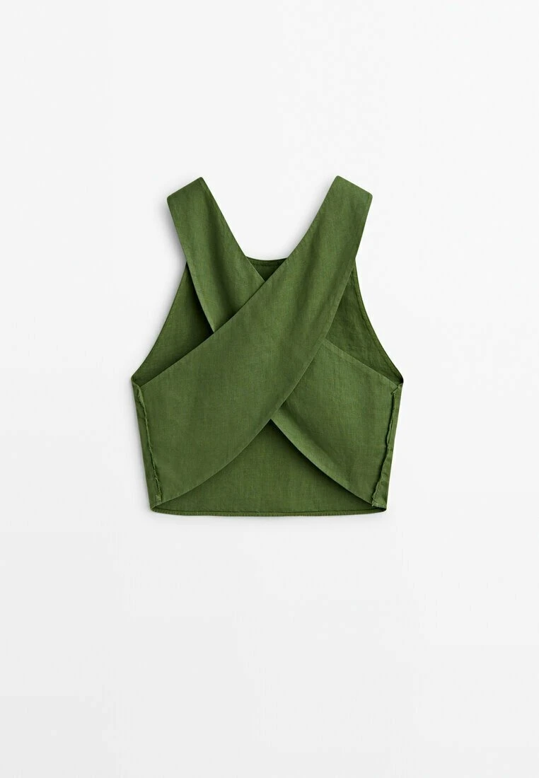Massimo Dutti With Crossover Back- Blouse - Green 8 Massimo Dutti With Crossover Back- Blouse - Green - Image 6