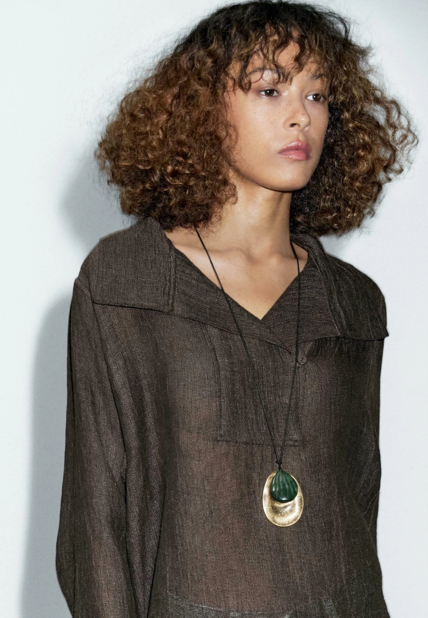 Massimo Dutti GARMENT WITH CHEST DETAIL - Blouse - Dark Brown 6 Massimo Dutti GARMENT WITH CHEST DETAIL - Blouse - Dark Brown - Image 4