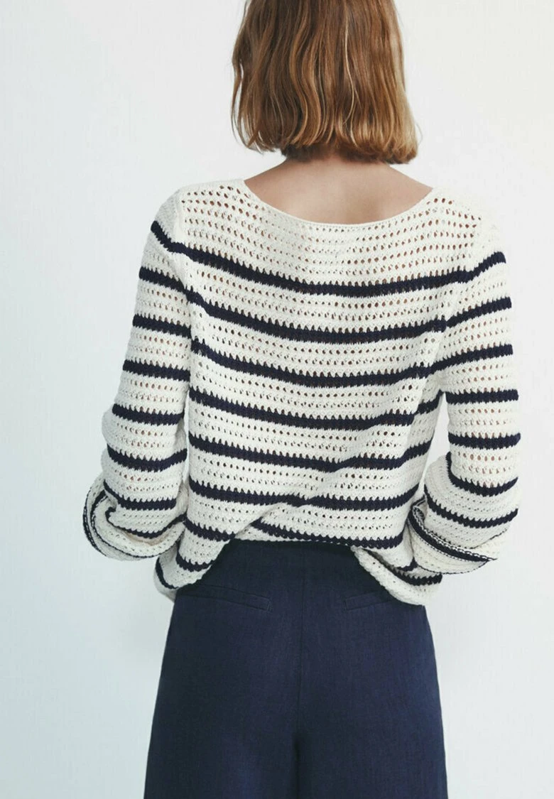Massimo Dutti Striped Crochet - Jumper - Beige 4 Massimo Dutti Striped Crochet - Jumper - Beige - Image 2