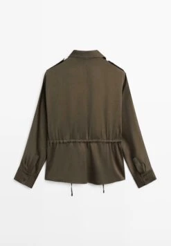 Massimo Dutti FLOWING LONG SLEEVE WITH WAIST DETAIL - Button-down Blouse - Dark Brown -Massimo Dutti Shop e206dcd0eb4b48b499270898de7ae78e