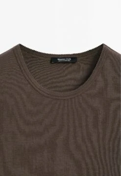 Massimo Dutti SHORT SLEEVE WITH TRIM DETAILS - Basic T-shirt - Dark Brown -Massimo Dutti Shop e21eee598a7847baa1b4bca3f2c5553b