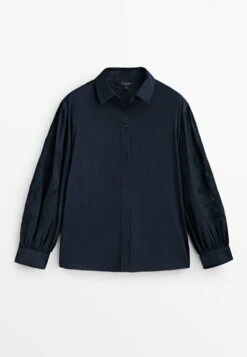 Massimo Dutti Voile With Embroidered Sleeves - Button-Down Blouse - Light Blue -Massimo Dutti Shop e24c85a9b63043f795ac84ee44c9bf56