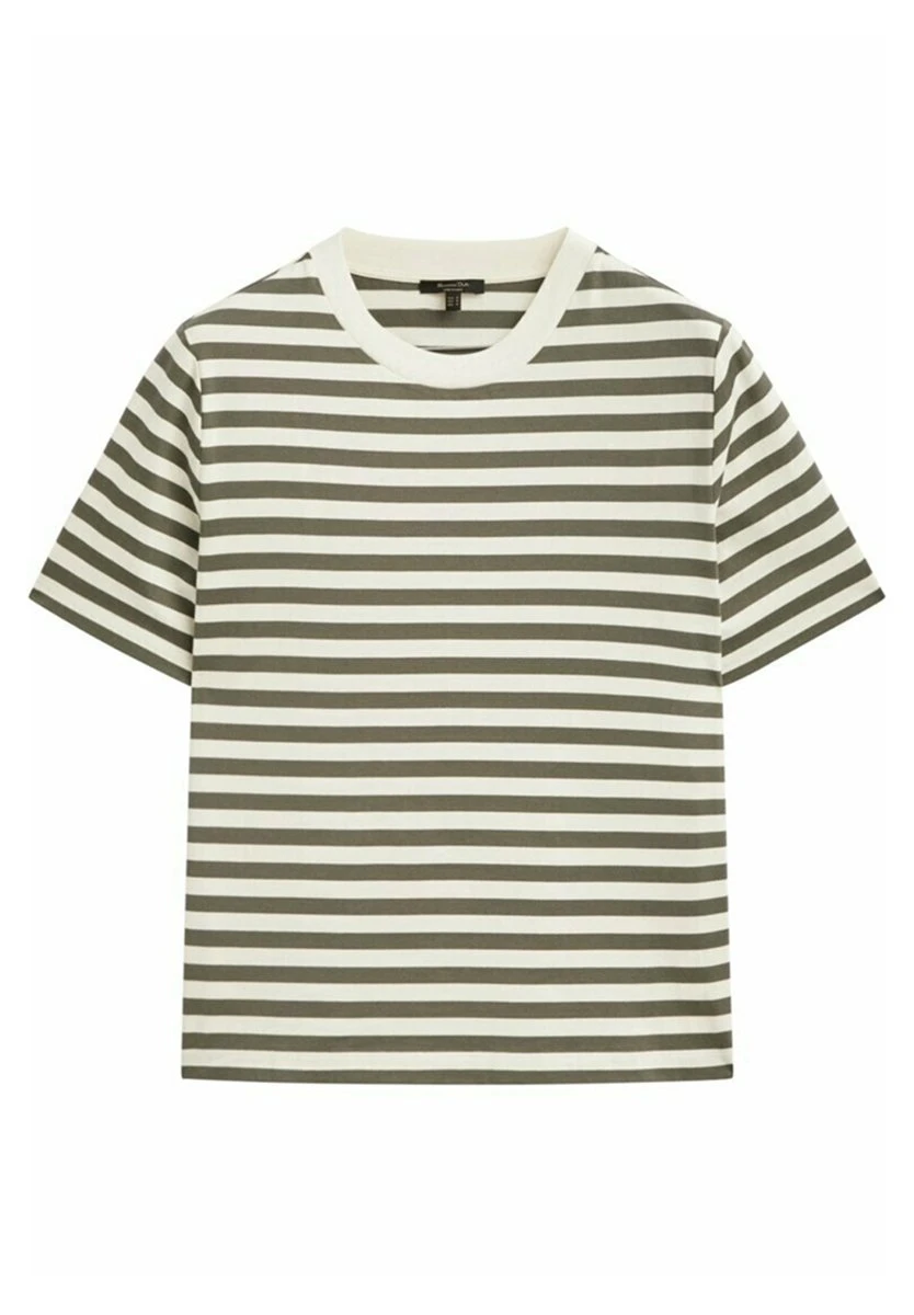 Massimo Dutti Short Sleeve Striped - Print T-Shirt - Khaki 8 Massimo Dutti Short Sleeve Striped - Print T-Shirt - Khaki - Image 6