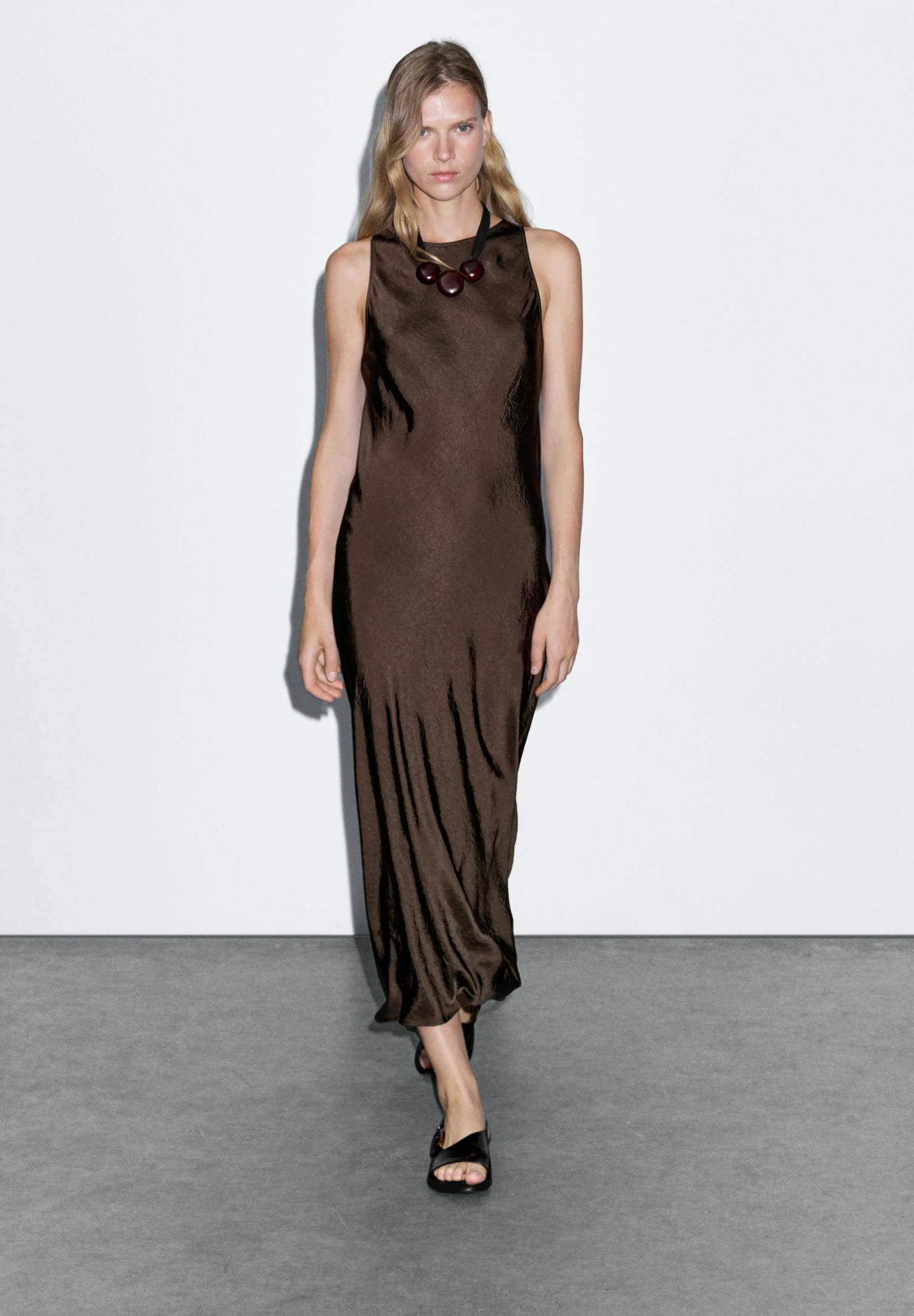 Massimo Dutti LONG HALTER NECK - Day Dress - Mottled Dark Brown 4 Massimo Dutti LONG HALTER NECK - Day Dress - Mottled Dark Brown - Image 2