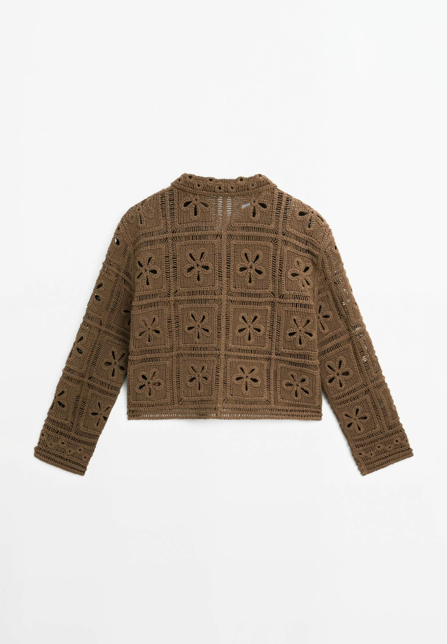 Massimo Dutti CROCHET KNIT WITH BUTTONS - Light Jacket - Dark Brown 8 Massimo Dutti CROCHET KNIT WITH BUTTONS - Light Jacket - Dark Brown - Image 6