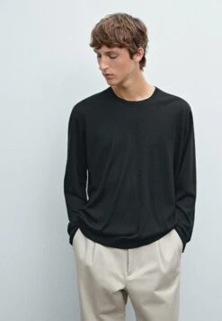 Massimo Dutti CREW NECK LONG SLEEVE - Jumper - Black