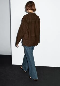 Massimo Dutti OVERSHIRT - Leather Jacket - Mottled Brown -Massimo Dutti Shop e32d70ed086c444196cee386ddc6f799