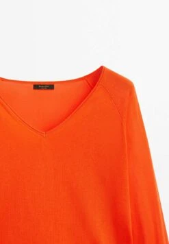 Massimo Dutti V-Neck Extra - Jumper - Neon Orange -Massimo Dutti Shop e33d46e6f6b94468ab4fbd4d1faf696b