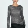 Massimo Dutti STRIPED - Long Sleeved Top - Grey
