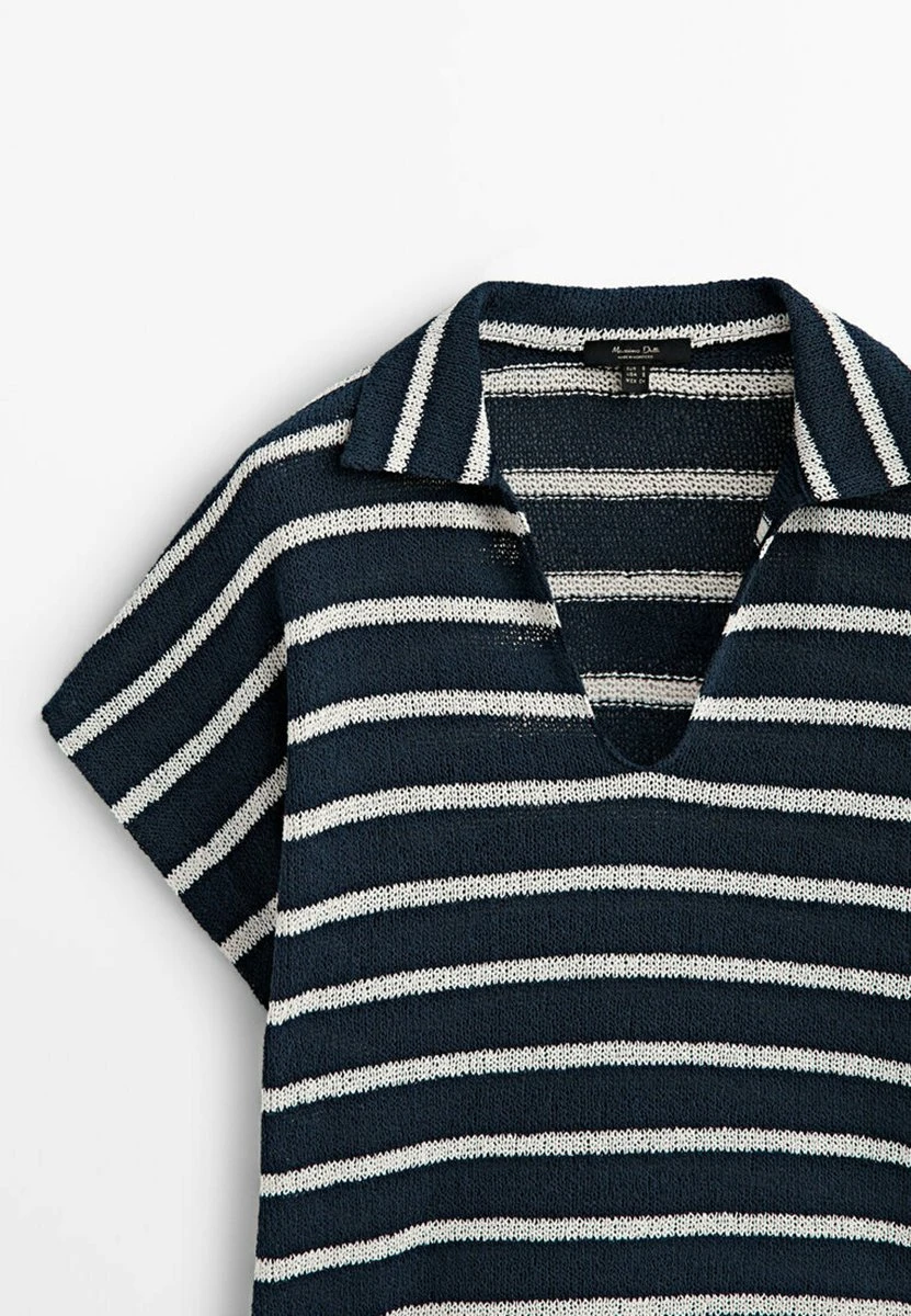 Massimo Dutti Blend Striped - Polo Shirt - Dark Blue 9 Massimo Dutti Blend Striped - Polo Shirt - Dark Blue - Image 7