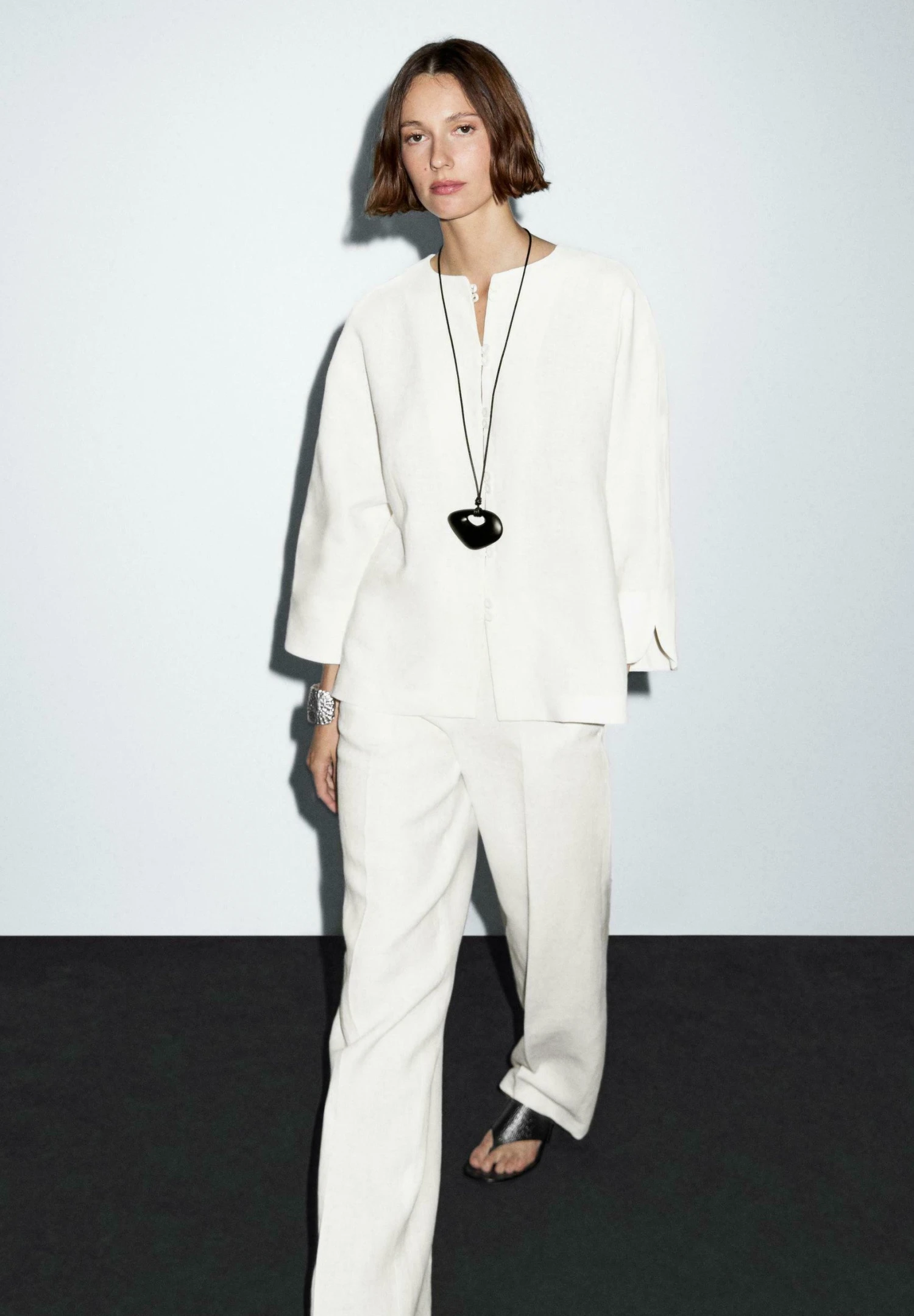 Massimo Dutti STRAIGHT-FIT SUIT - Trousers - White 5 Massimo Dutti STRAIGHT-FIT SUIT - Trousers - White - Image 3