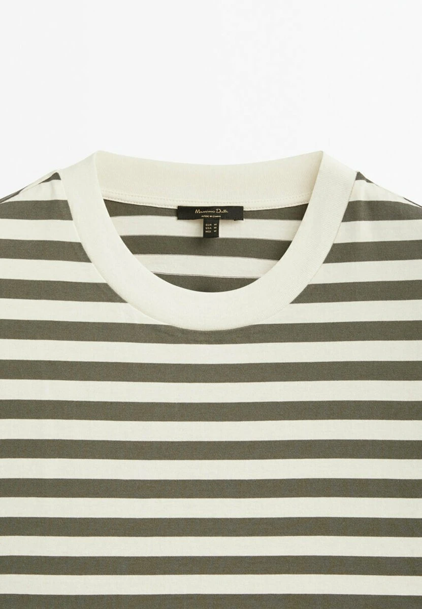 Massimo Dutti Short Sleeve Striped - Print T-Shirt - Khaki 12 Massimo Dutti Short Sleeve Striped - Print T-Shirt - Khaki - Image 10
