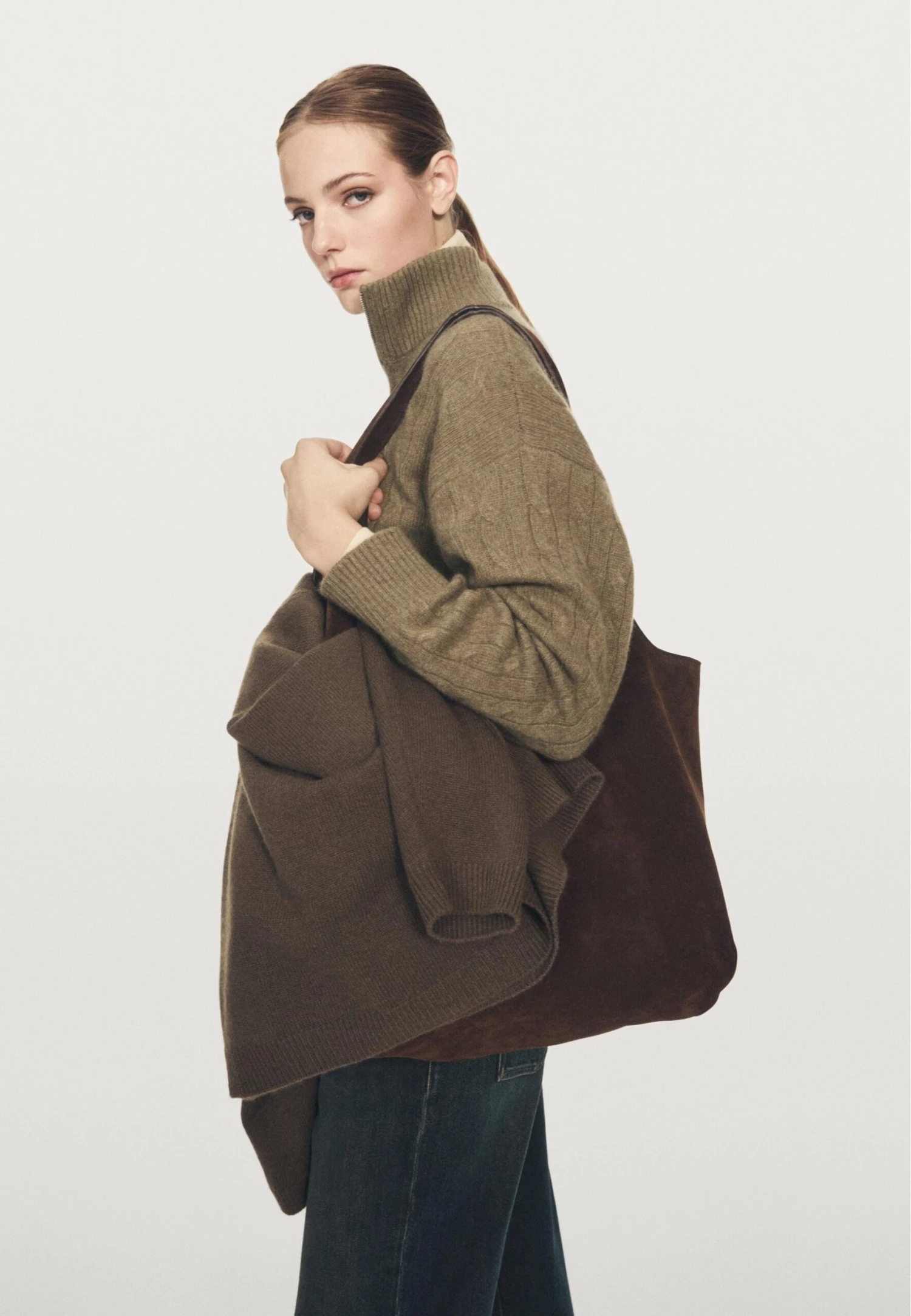 Massimo Dutti HIGH NECK WITH ZIP - Jumper - Mottled Green 7 Massimo Dutti HIGH NECK WITH ZIP - Jumper - Mottled Green - Image 5