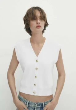 Massimo Dutti With Golden Buttons - Cardigan - White