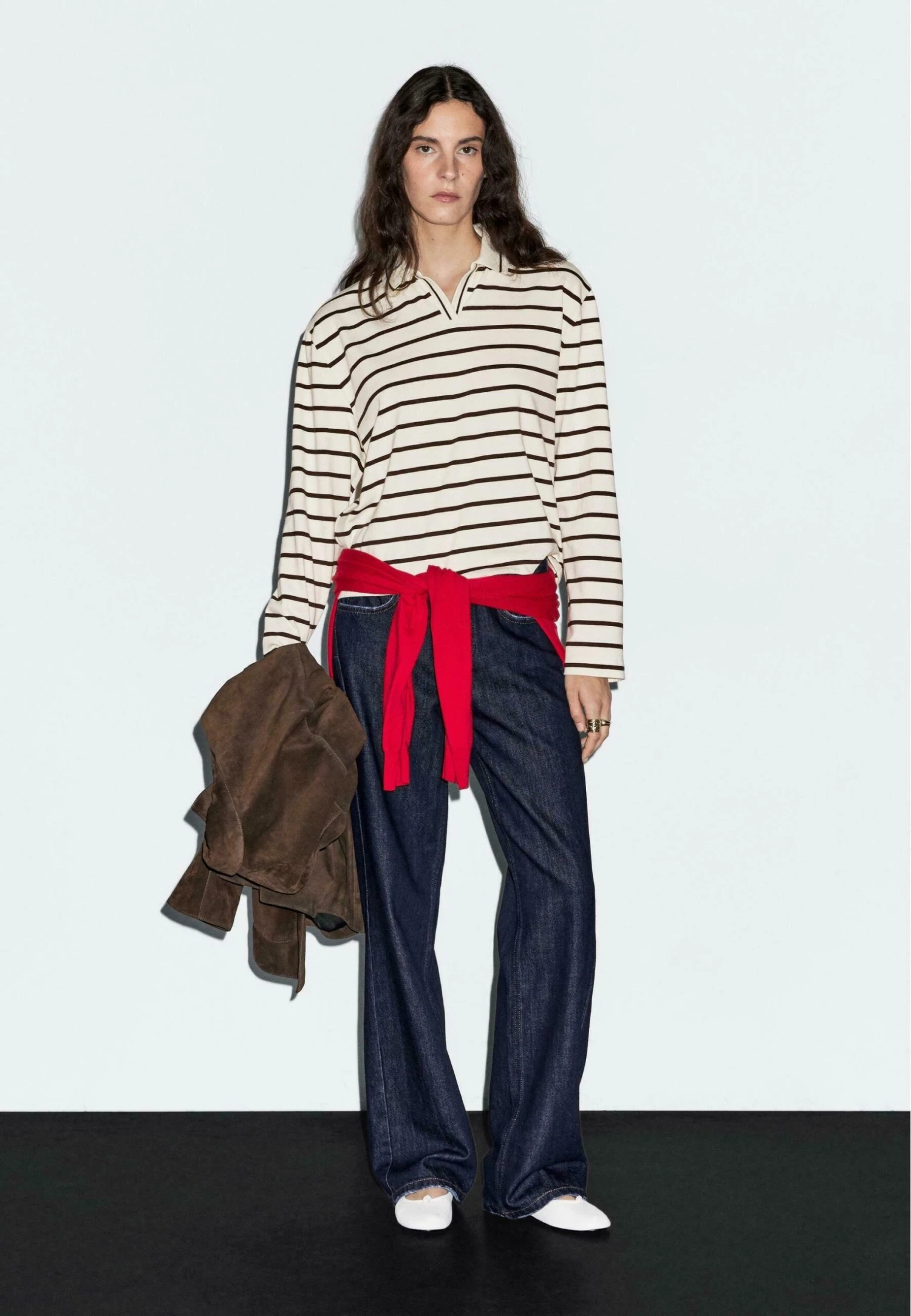 Massimo Dutti LONG SLEEVED STRIPED - Polo Shirt - Beige 5 Massimo Dutti LONG SLEEVED STRIPED - Polo Shirt - Beige - Image 3