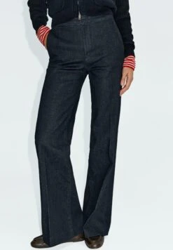Massimo Dutti FRAYED - Trousers - Mottled Dark Blue