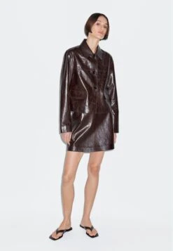 Massimo Dutti Leather Jacket - Bordeaux