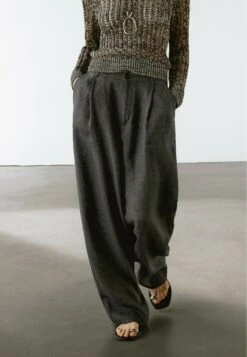 Massimo Dutti WIDE-LEG - Trousers - Green