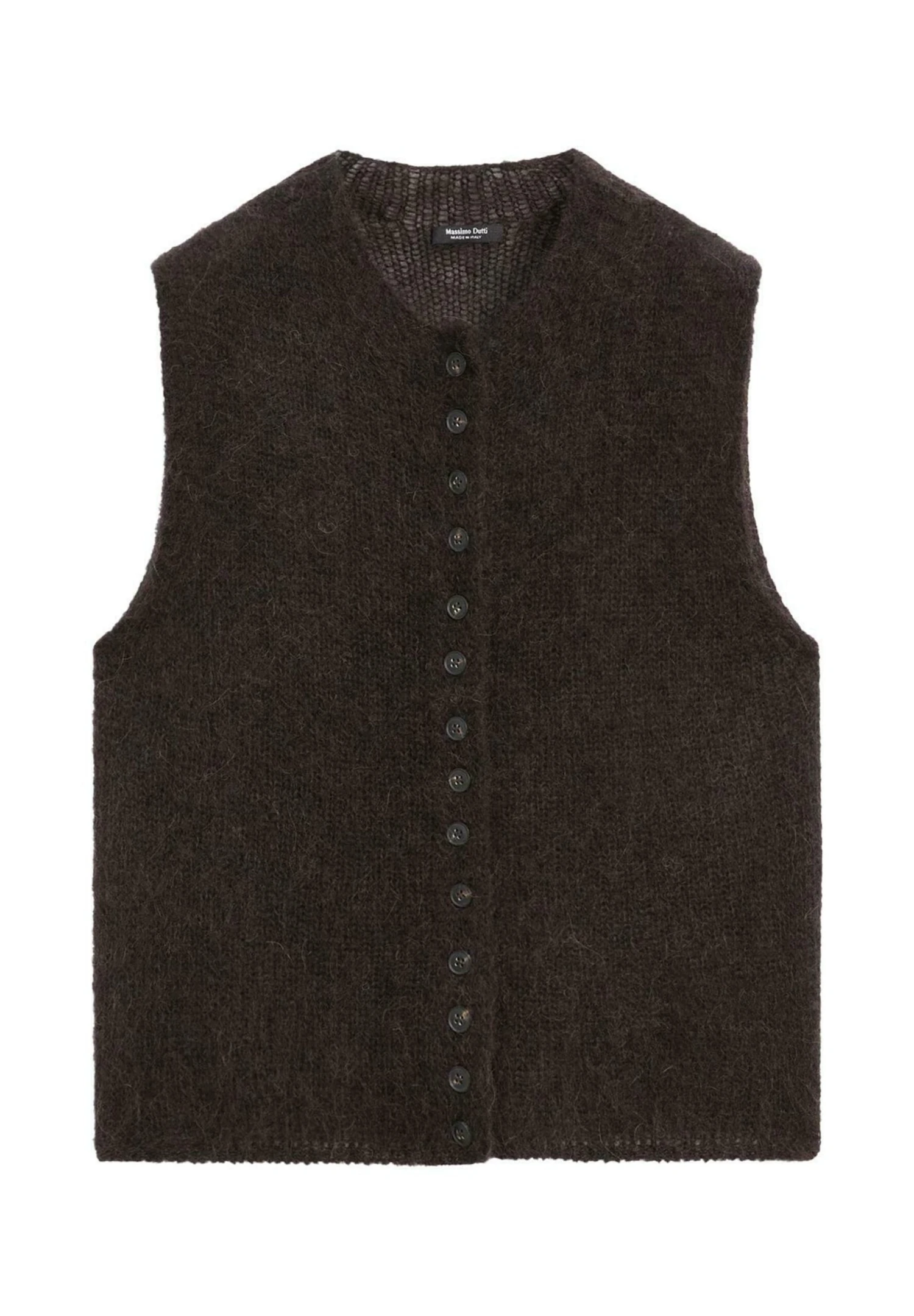 Massimo Dutti SLEEVELESS CREW NECK WITH BUTTONS - Waistcoat - Mottled Dark Brown 6 Massimo Dutti SLEEVELESS CREW NECK WITH BUTTONS - Waistcoat - Mottled Dark Brown - Image 4