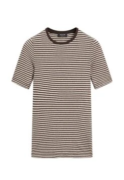 Massimo Dutti STRIPED CREW NECK WITH SHORT SLEEVE - Print T-shirt - Dark Brown -Massimo Dutti Shop e4f858c63a614b638991a9190f29b7a0