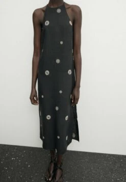 Massimo Dutti Halter With Contrast Embroidery - Day Dress - Black -Massimo Dutti Shop e5ad4d7893eb43288c0609e4c1127e30